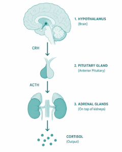 HPA axis diagram explaining cortisol and weight gain after menopause