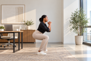 Woman over 50 doing a short burst of movement during her day
